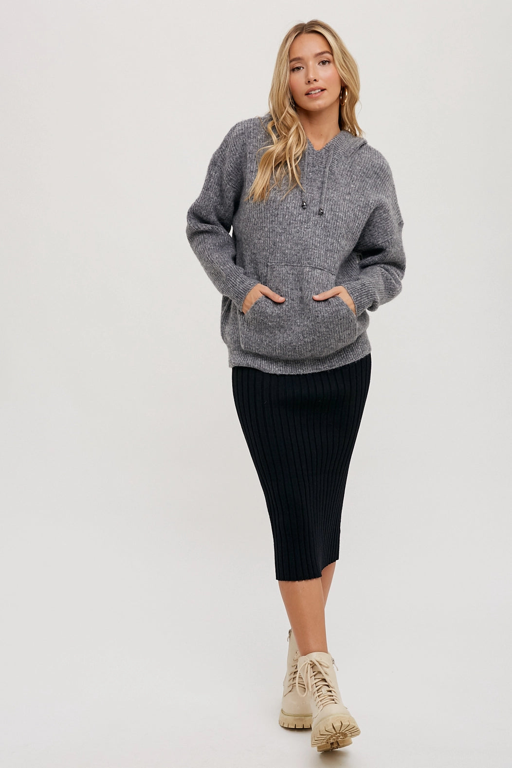 Ribbed Sweater Hoodie