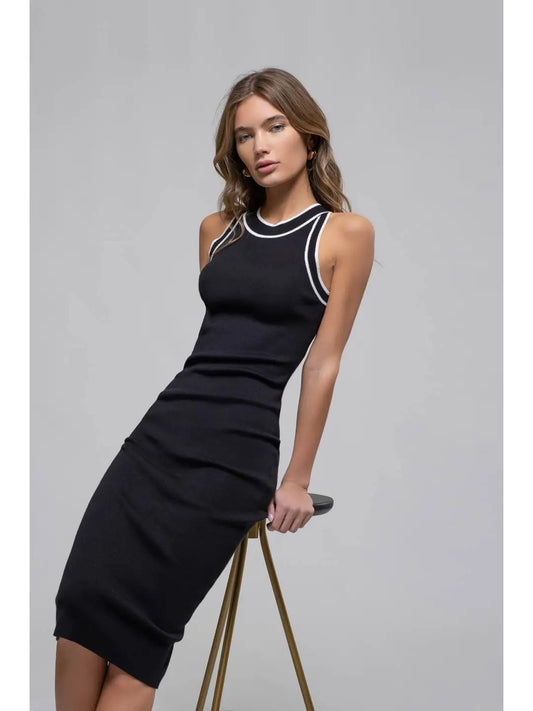 Black Knit Halter Midi