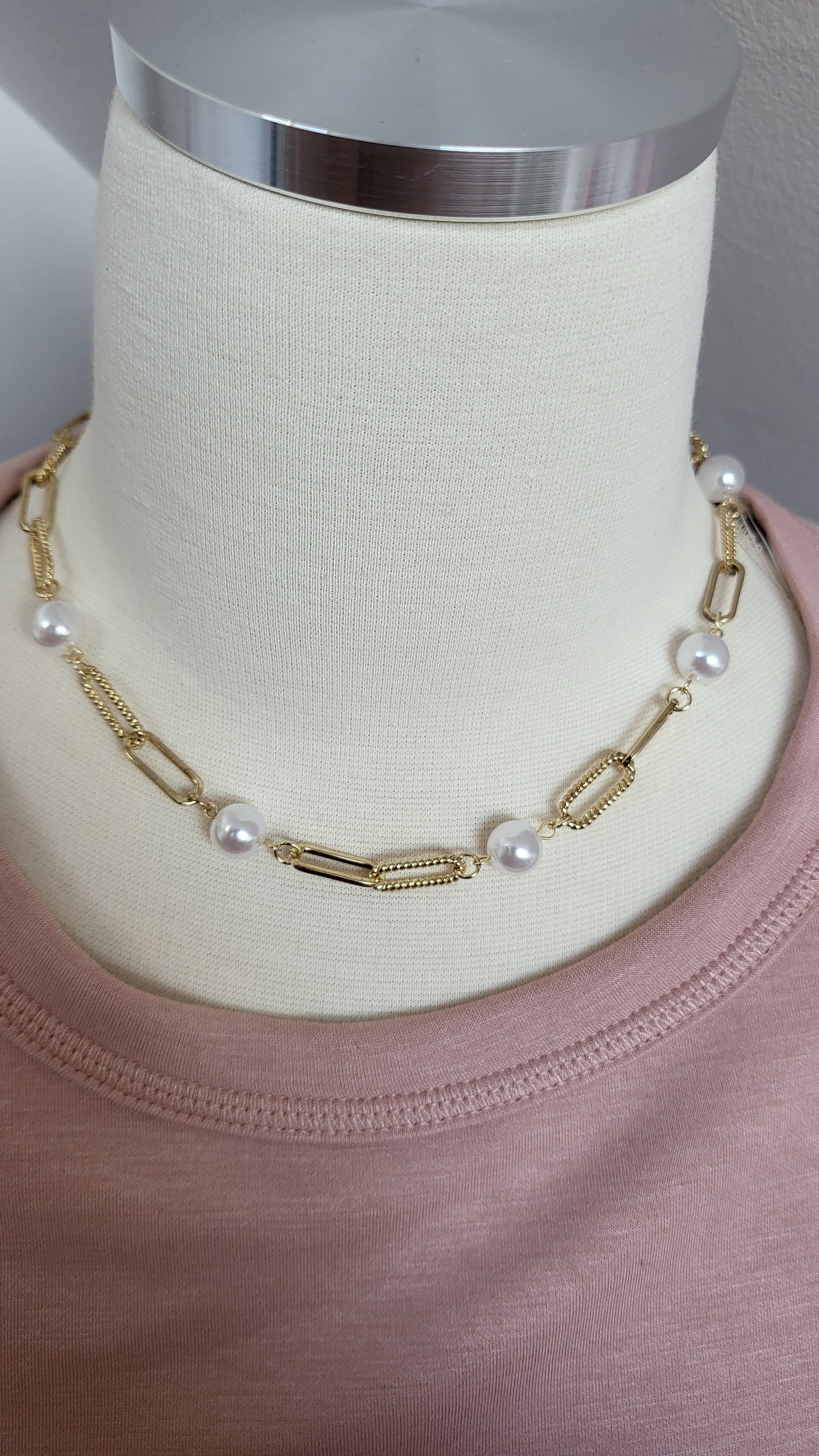 Paperclip Pearl Necklace