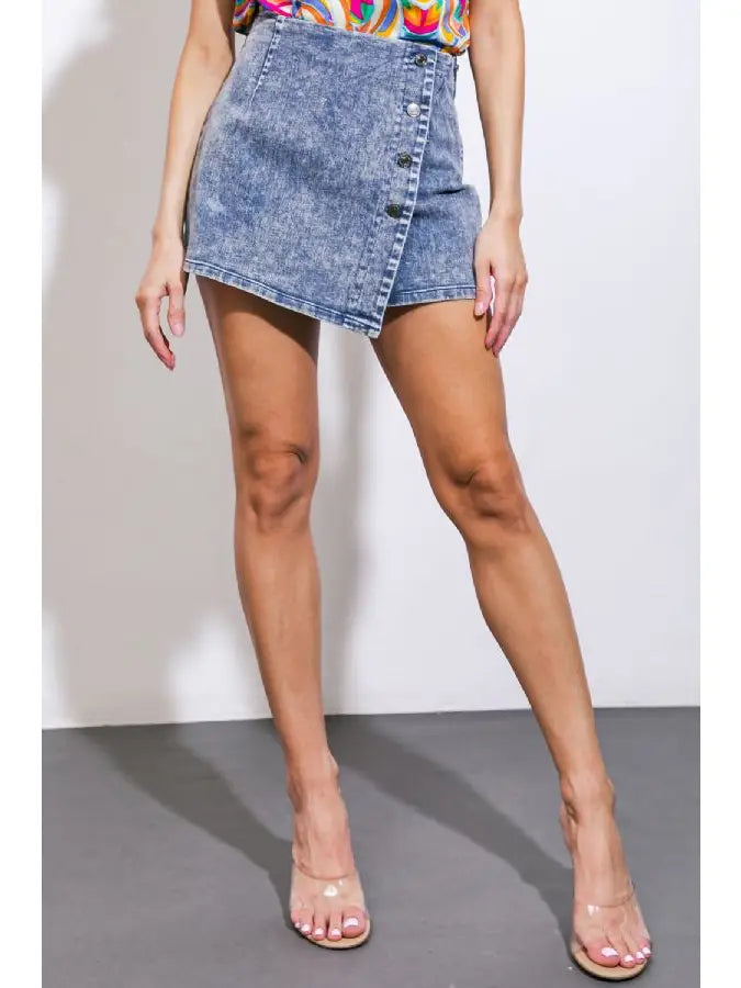 Acid Denim Skort