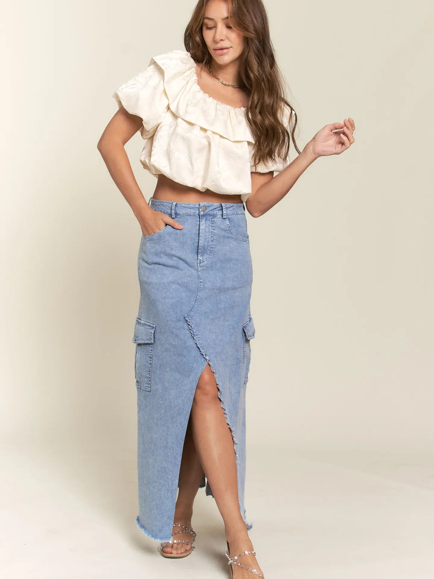 Denim Cargo Skirt