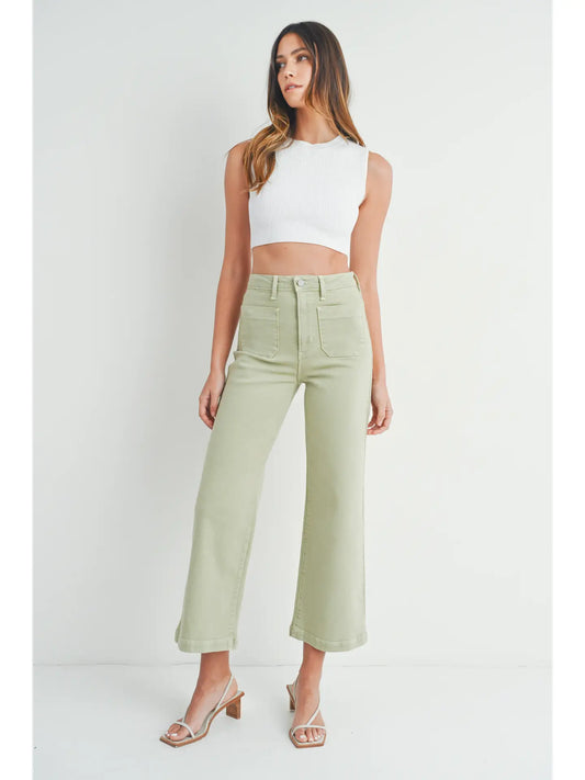 Patch Pocket Wide Leg Jeans