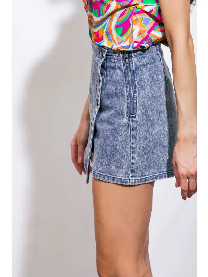 Acid Denim Skort