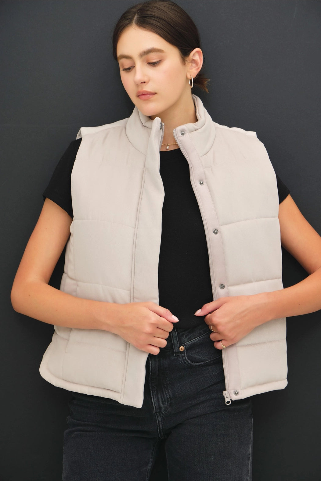 Suede Like Puffer Vest