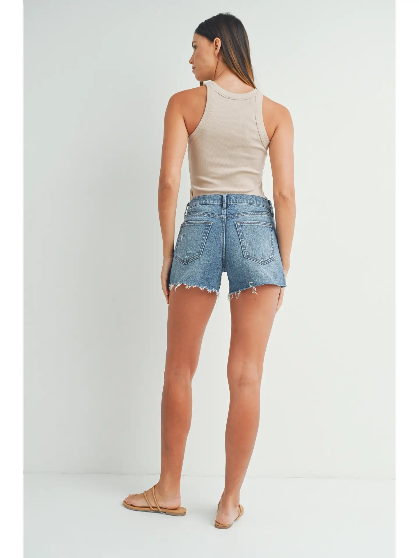 Distressed Stretch Shorts