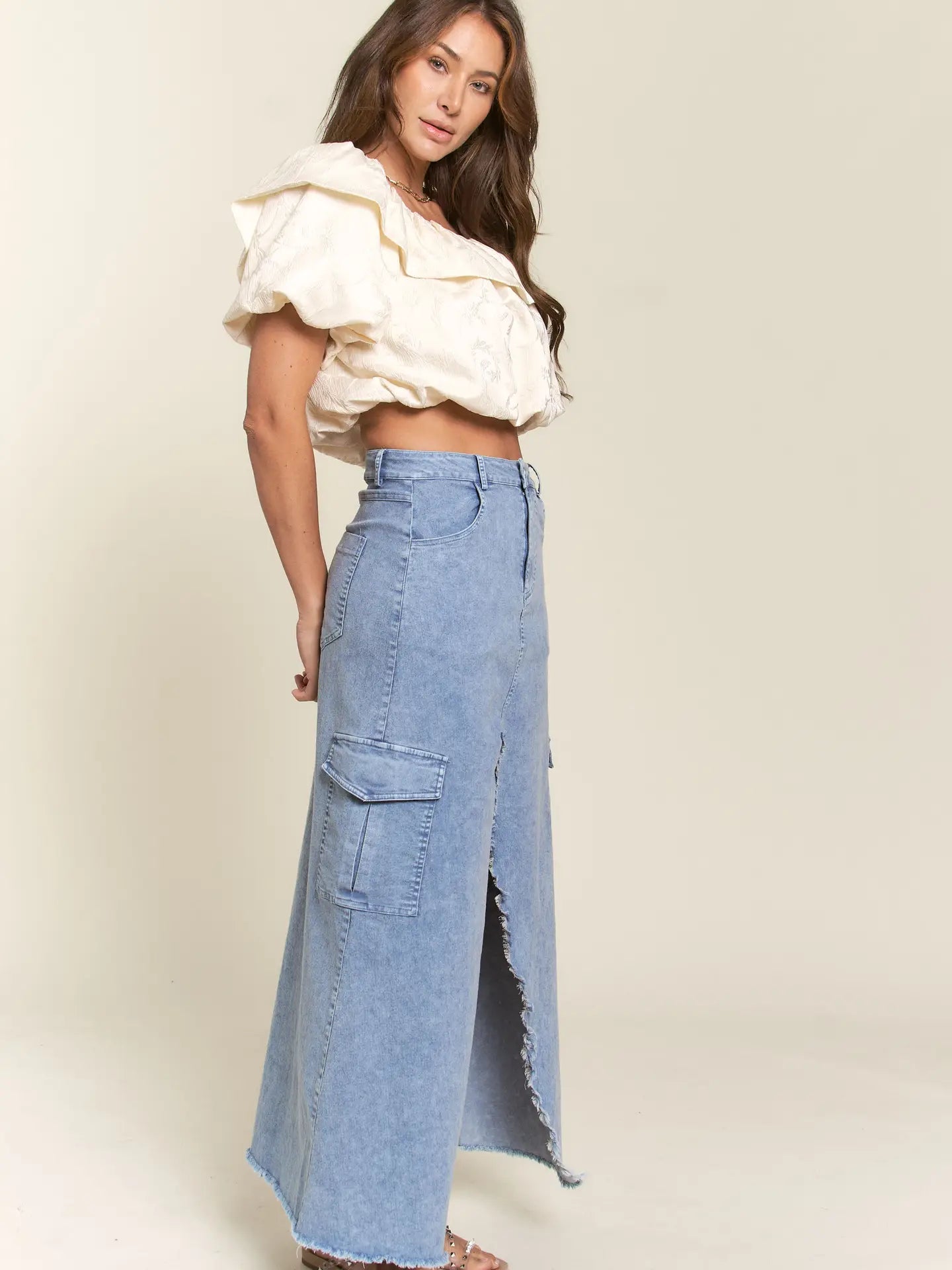 Denim Cargo Skirt