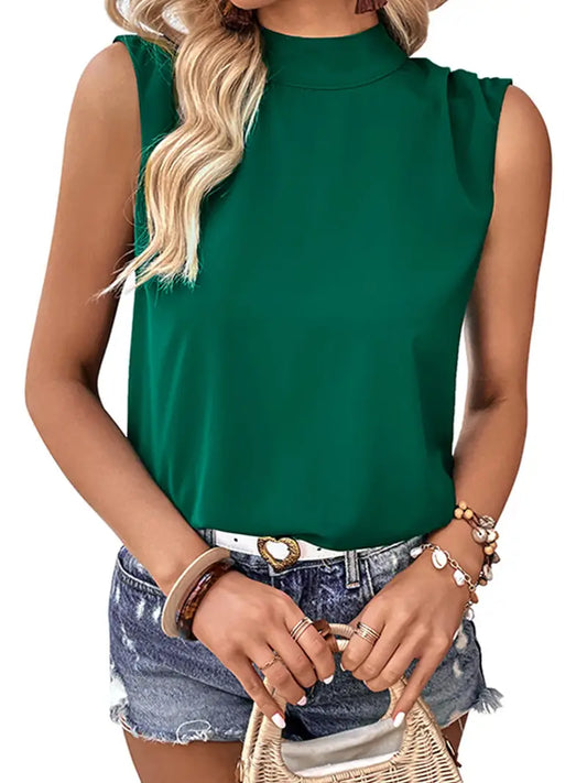 High Neck Sleeveless Blouse