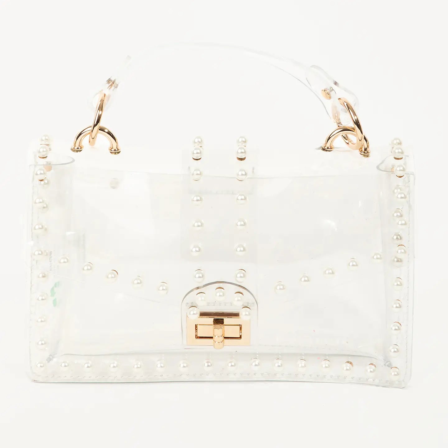 Clear Pearl Trim Crossbody Bag