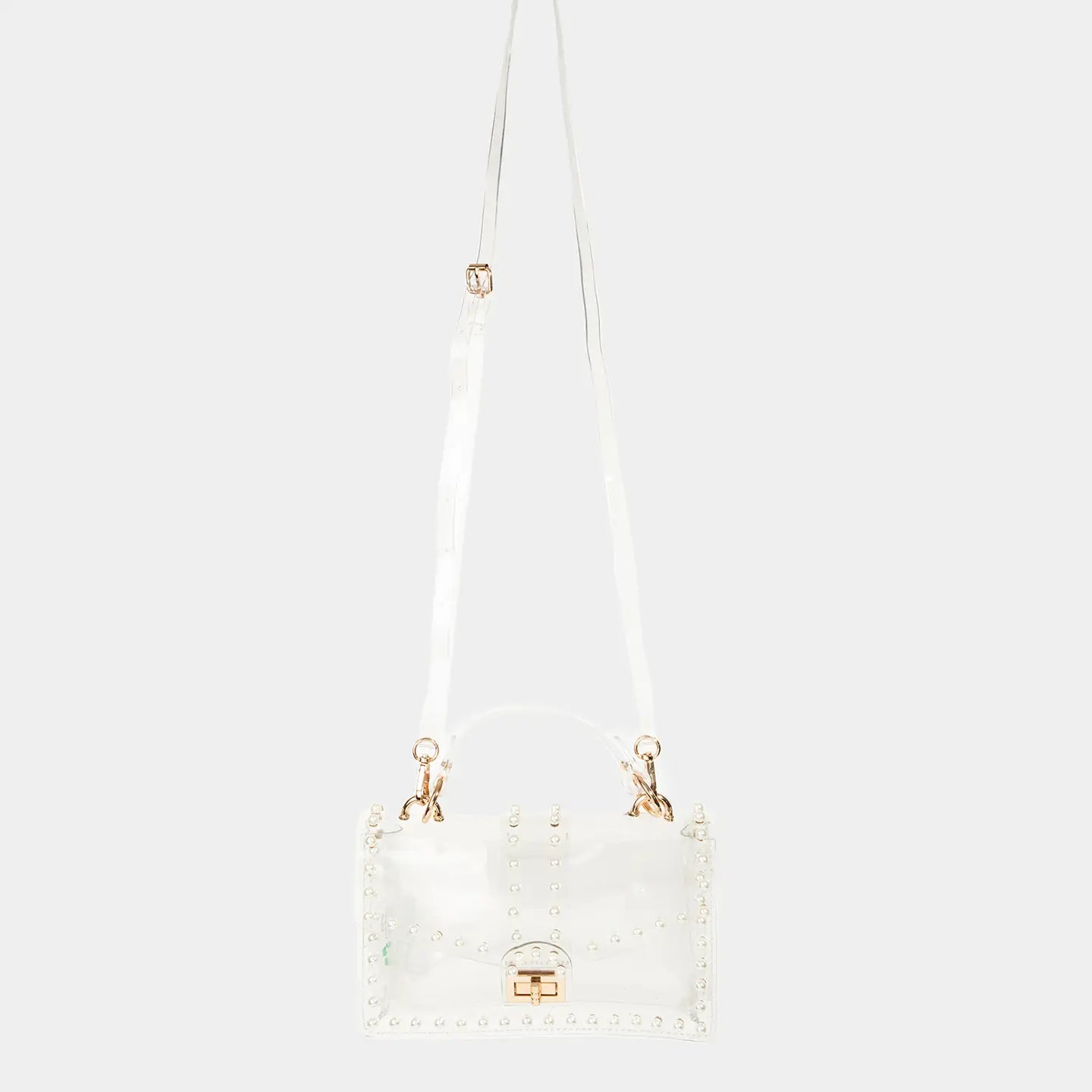 Clear Pearl Trim Crossbody Bag