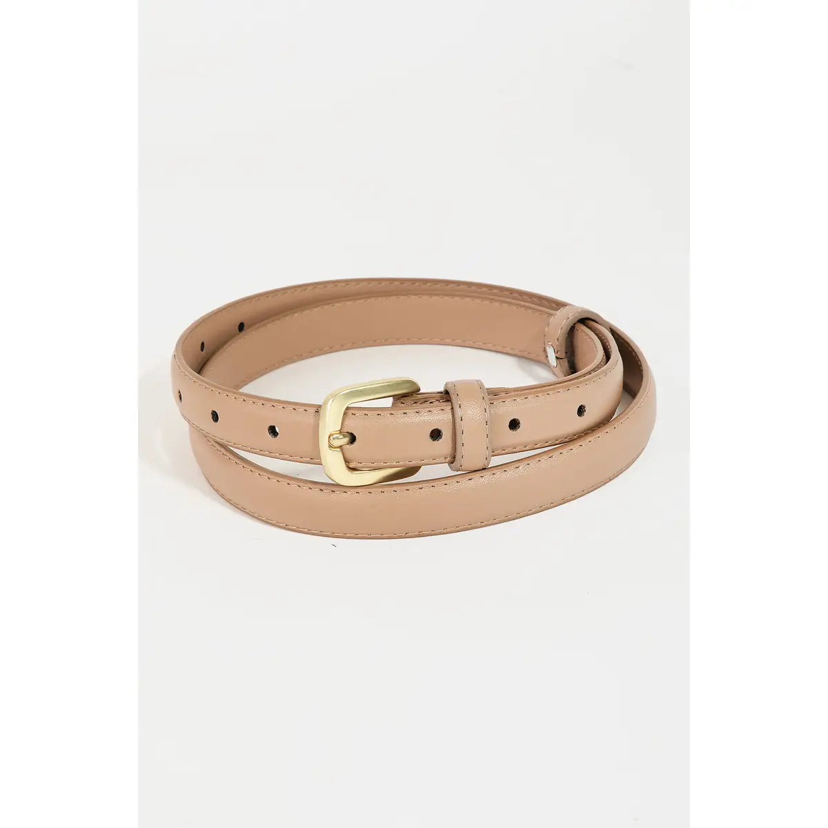 Thin Faux Leather Tan Belt