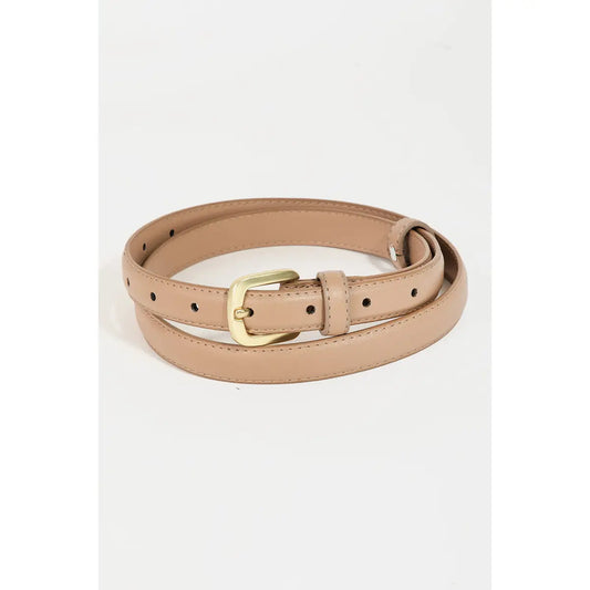 Thin Faux Leather Tan Belt