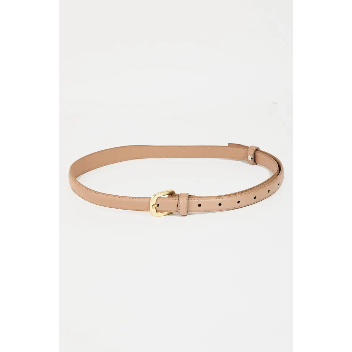 Thin Faux Leather Tan Belt