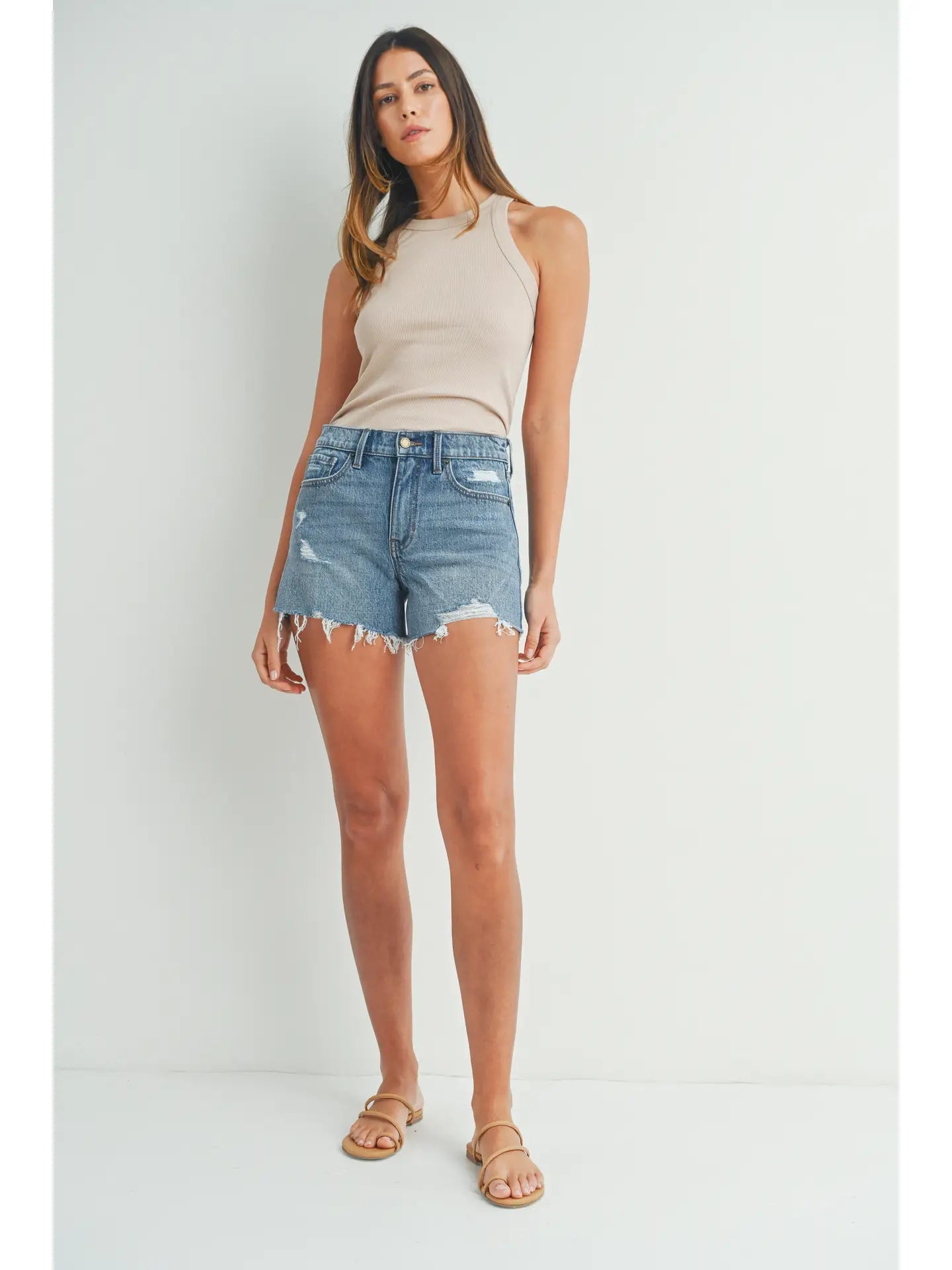 Distressed Stretch Shorts