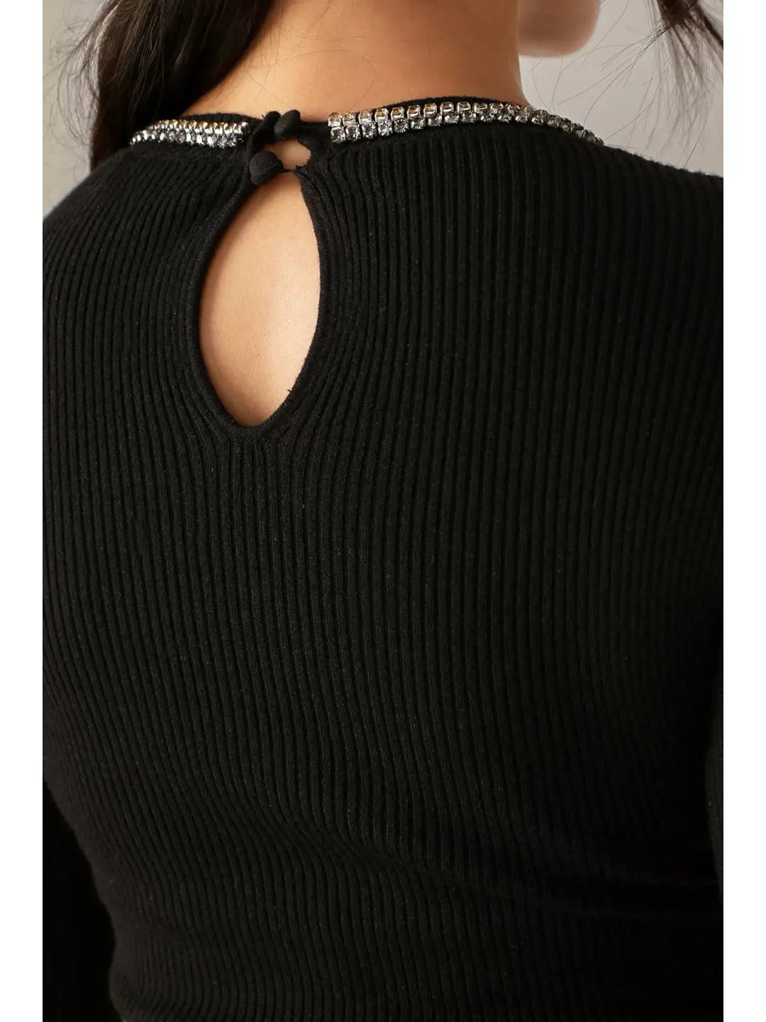 Ani Black Sweater Knit Top