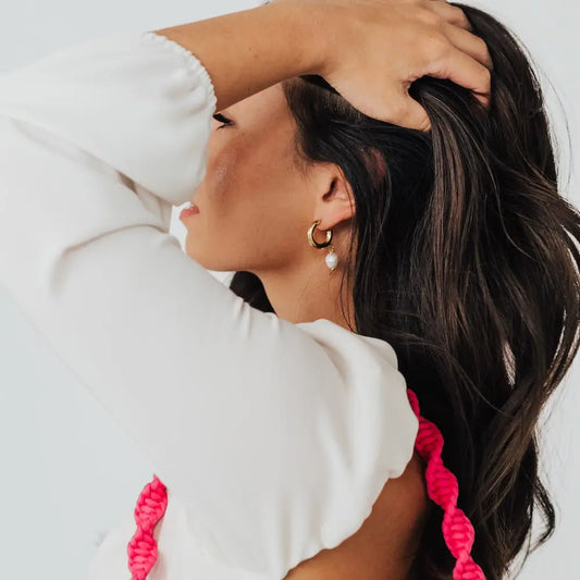 Pearled Dangle Hoops