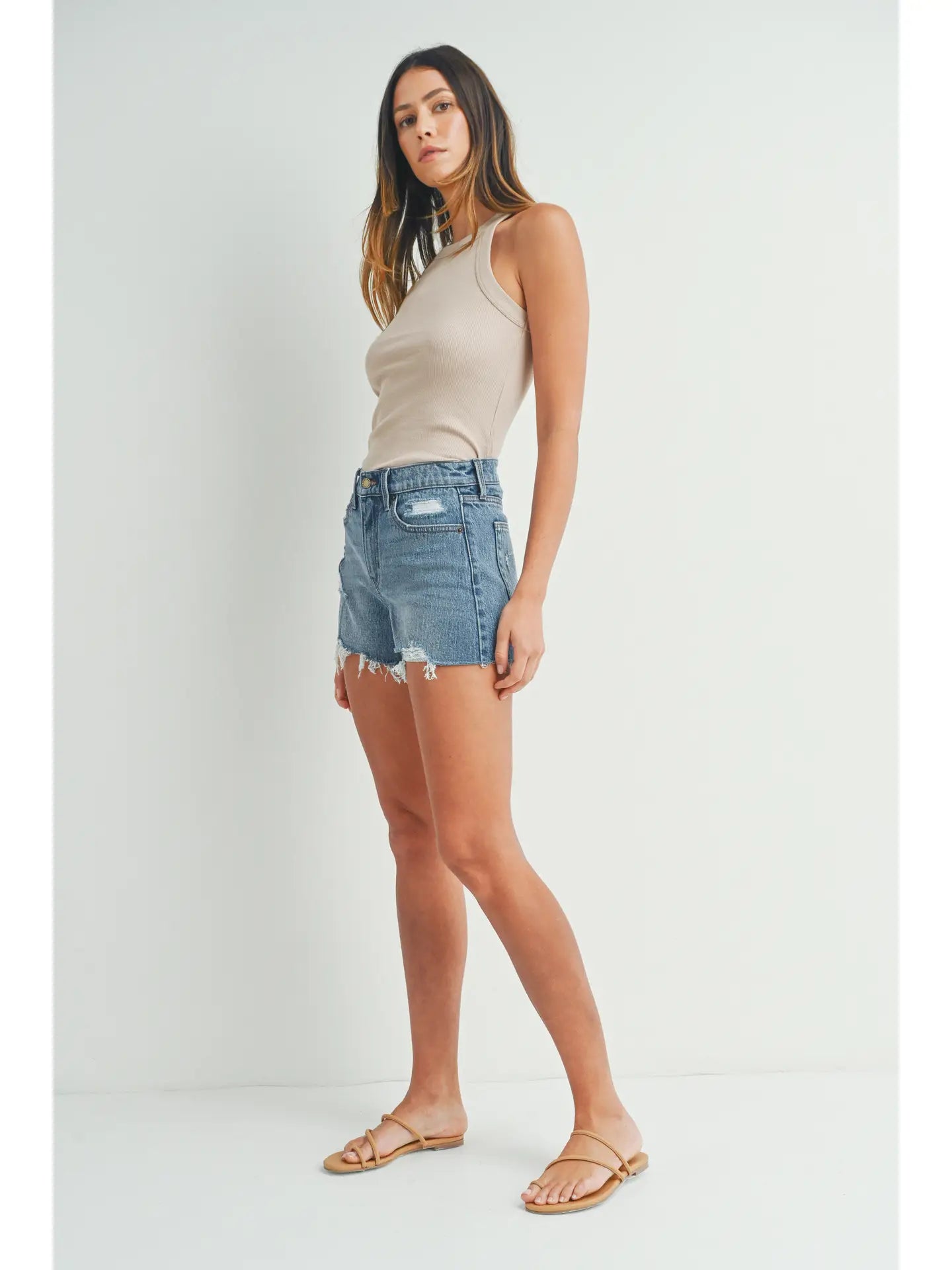 Distressed Stretch Shorts