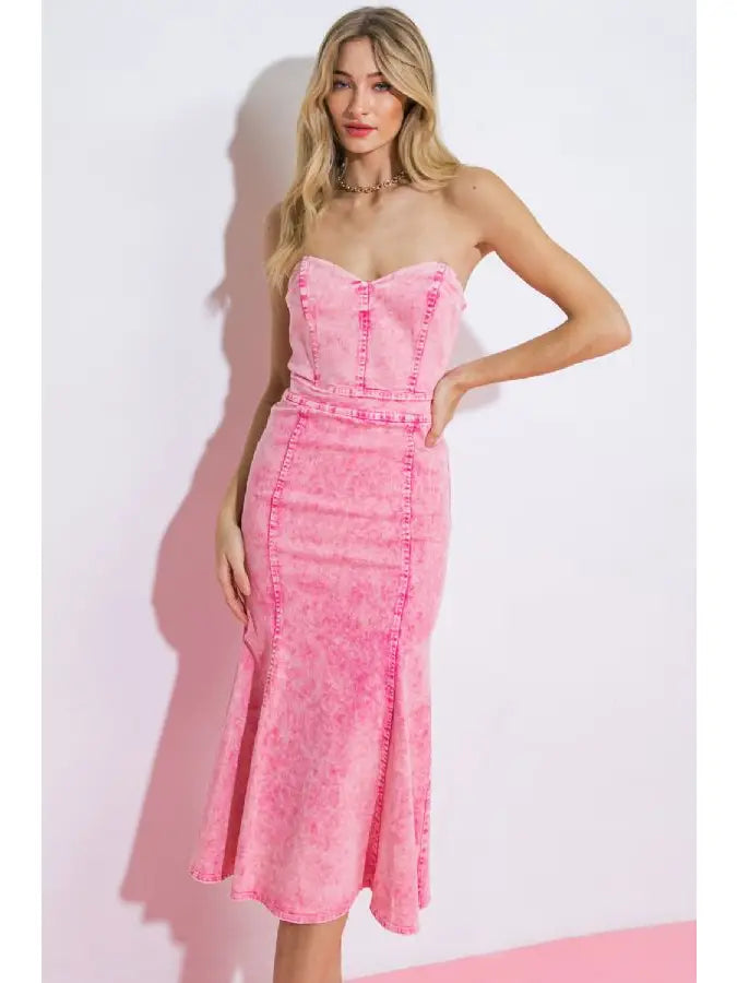 Pink Acid Washed Dress