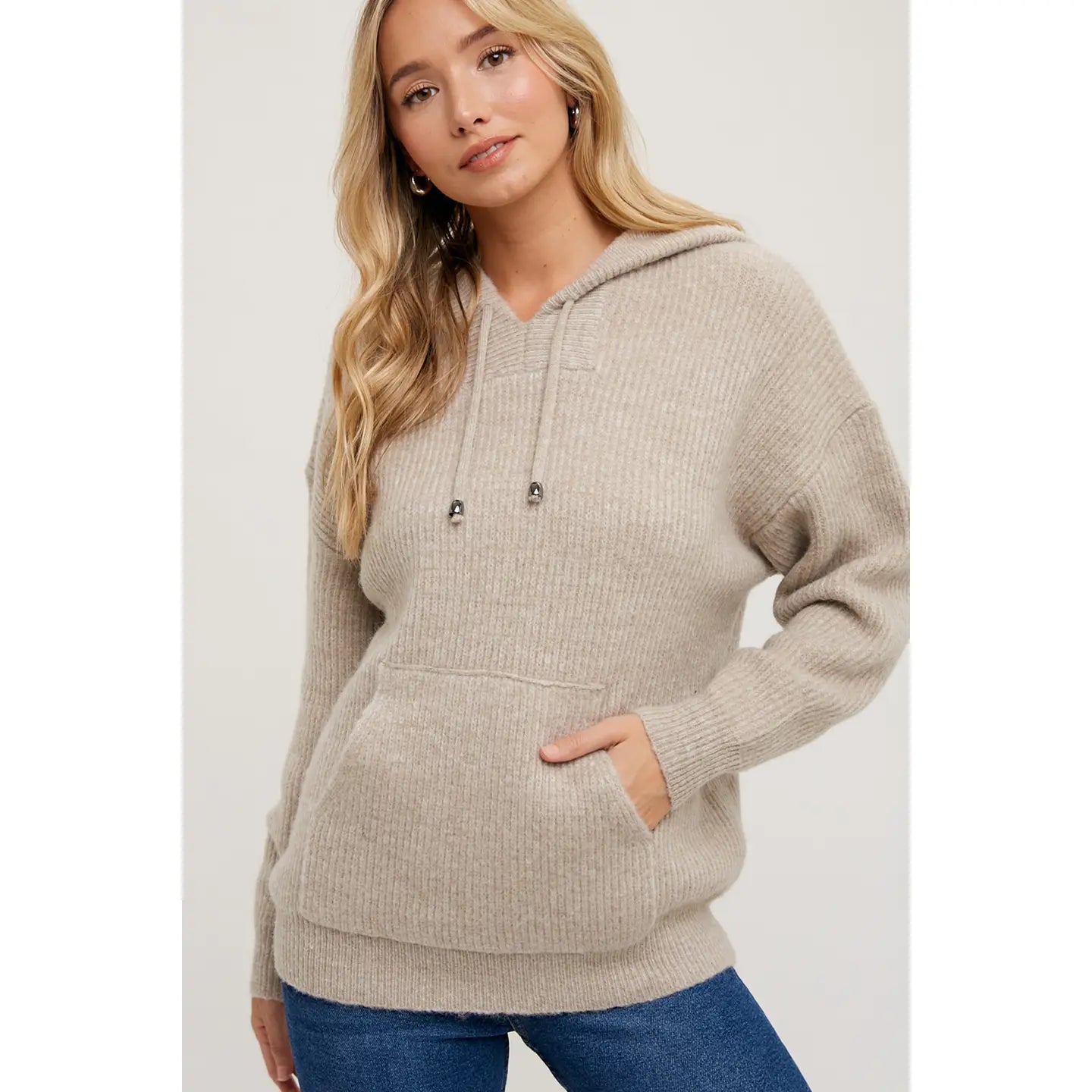 Ribbed Sweater Hoodie