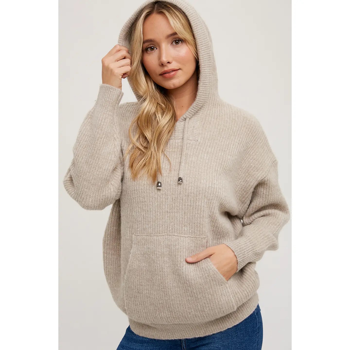 Ribbed Sweater Hoodie
