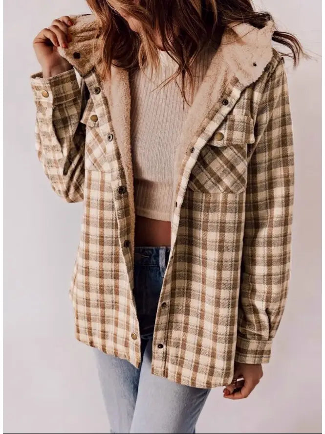 Hooded Plaid Shacket