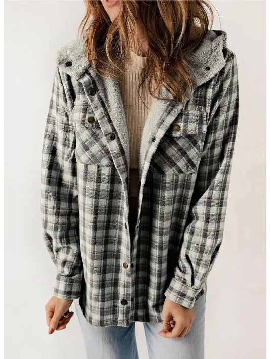 Hooded Plaid Shacket