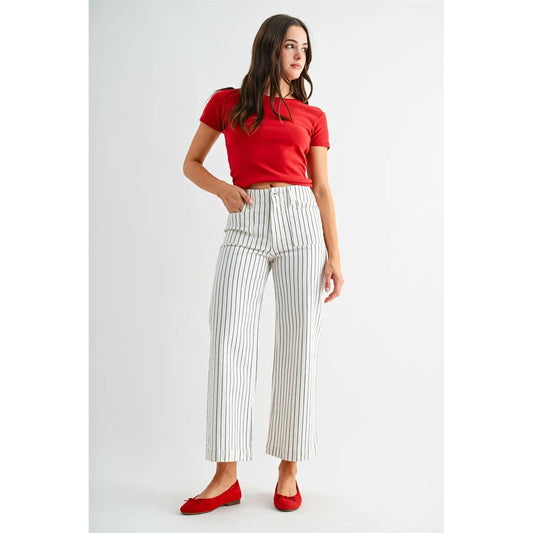 Striped Patch Pocket Jeans